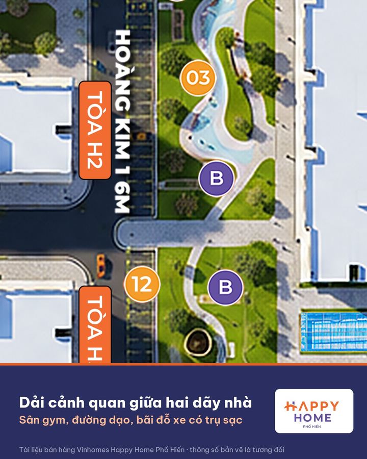 Dải cảnh quan giữa hai dãy nhà khu The Haven