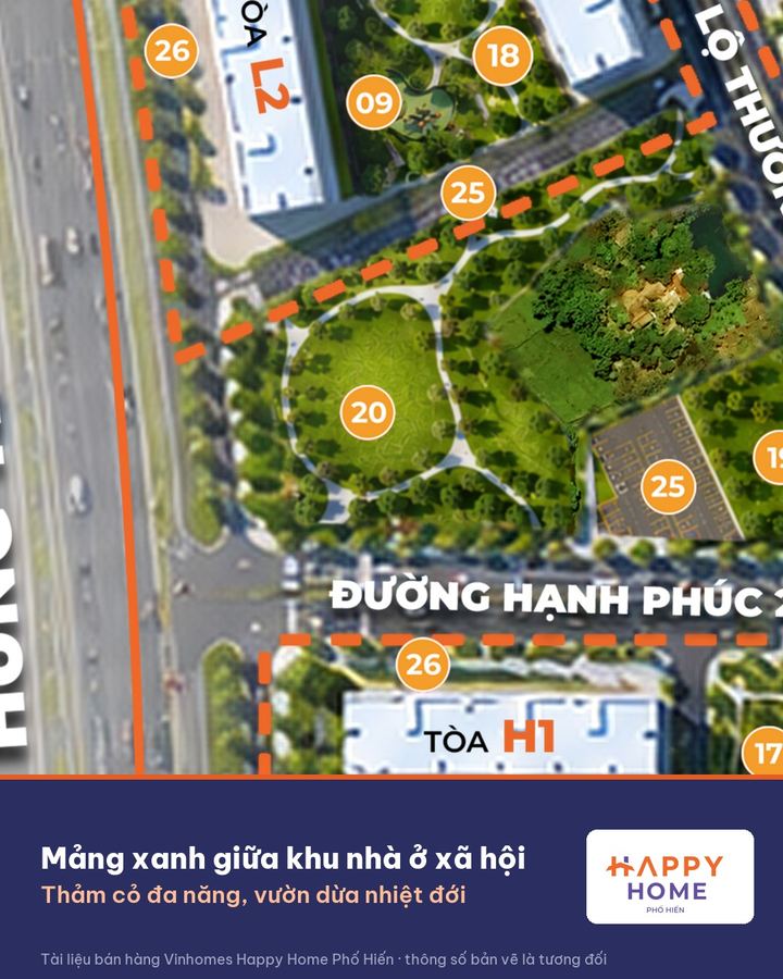 Mảng xanh giữa khu nhà ở xã hội